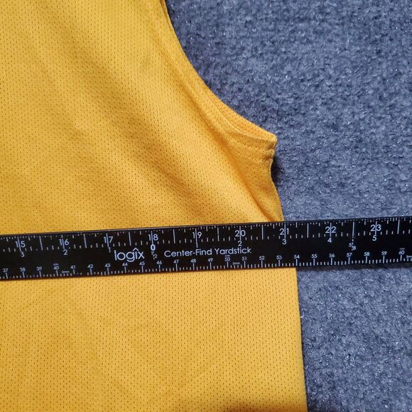Vintage Nike Shirt Mens Large Yellow Mesh Tank Top Center Swoosh Silver Tag Y2K - Picture 6 of 12